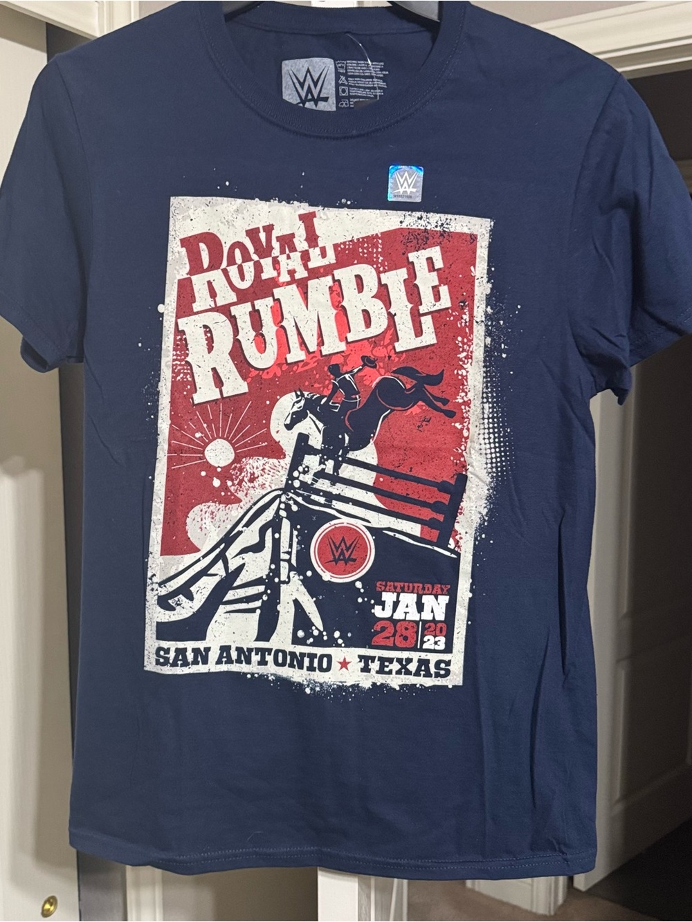 WWE Navy Royal Rumble Graphic Tee with Red and White Print
